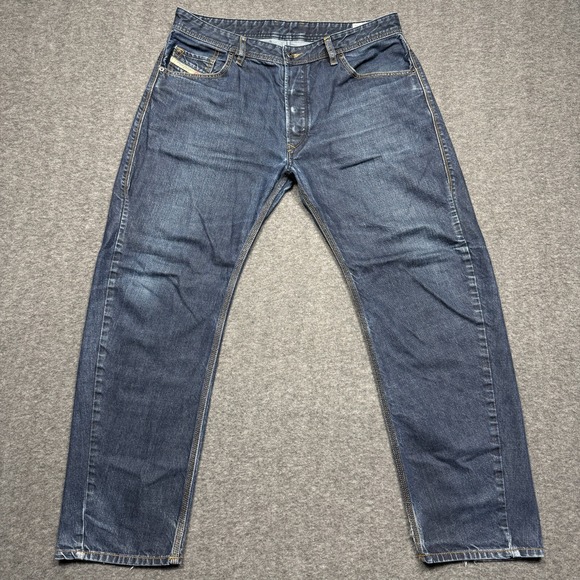 Diesel Jeans Mens 34x27 Blue Bravefort Custom Carrot Distressed‎ Denim 0088Z * - Picture 1 of 14
